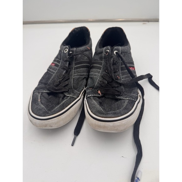 Levis Shoes Mens Size 11 Black Denim Upper Low Top Sneakers Skater Grunge Goth - Picture 7 of 8